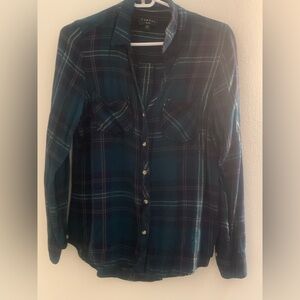 Plaid Button-Up Flannel Shirt